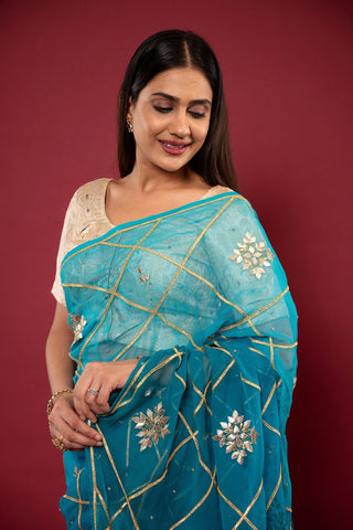 Viscose Chiffon Gotapatti Work Saree