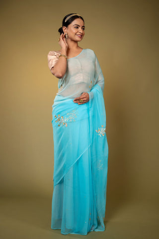 Sky blue Chiffon Saree