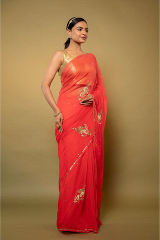 Orange Chiffon Saree