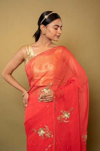 Orange Chiffon Saree