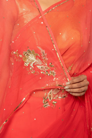 Orange Chiffon Saree