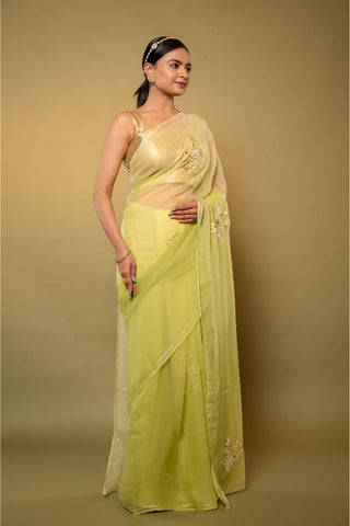 Green Chiffon Saree