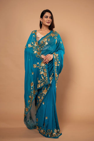 Viscose Chiffon Siquin Work Saree