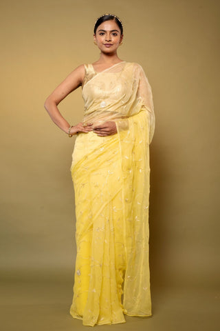 Lime Chiffon Saree