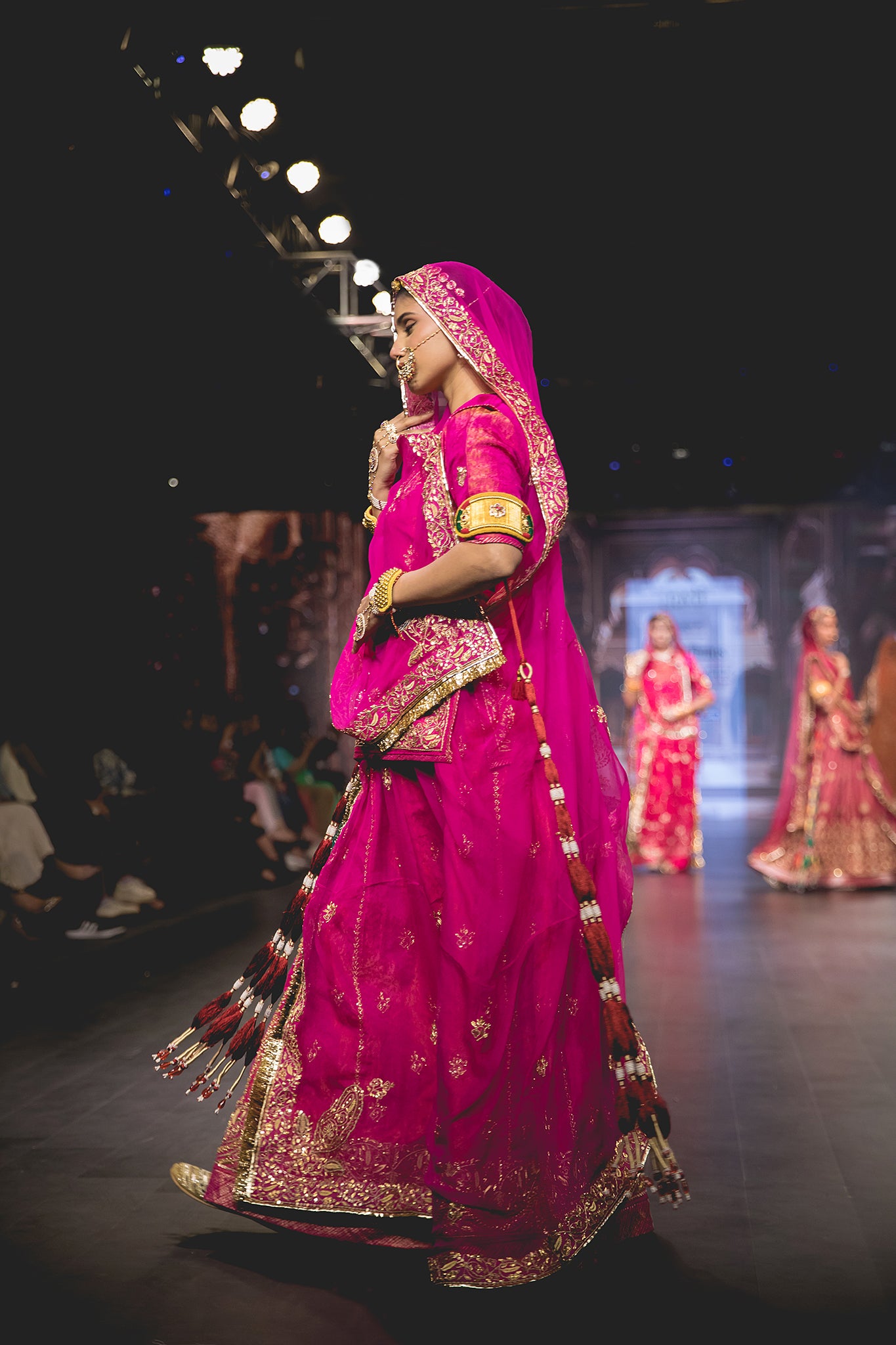 Rani Pure Jacquard Tissue Dabka Dori Salma Handwork  Poshak with Pure Odhana (unstitched)