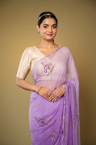 Purple Chiffon Saree