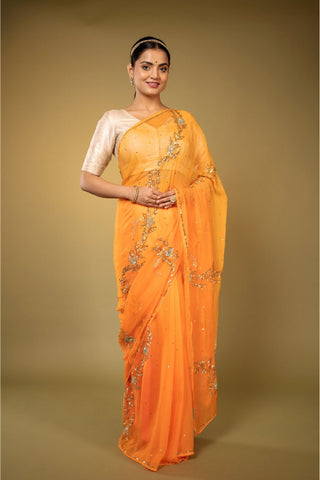 Orange Chiffon Saree