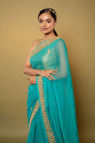 Gotapatti work Chiffon Saree