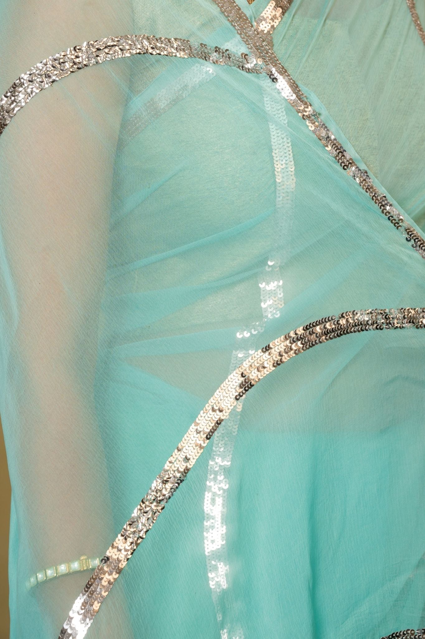 Sky blue   Viscose Chiffon sequins   handwork party wear saree