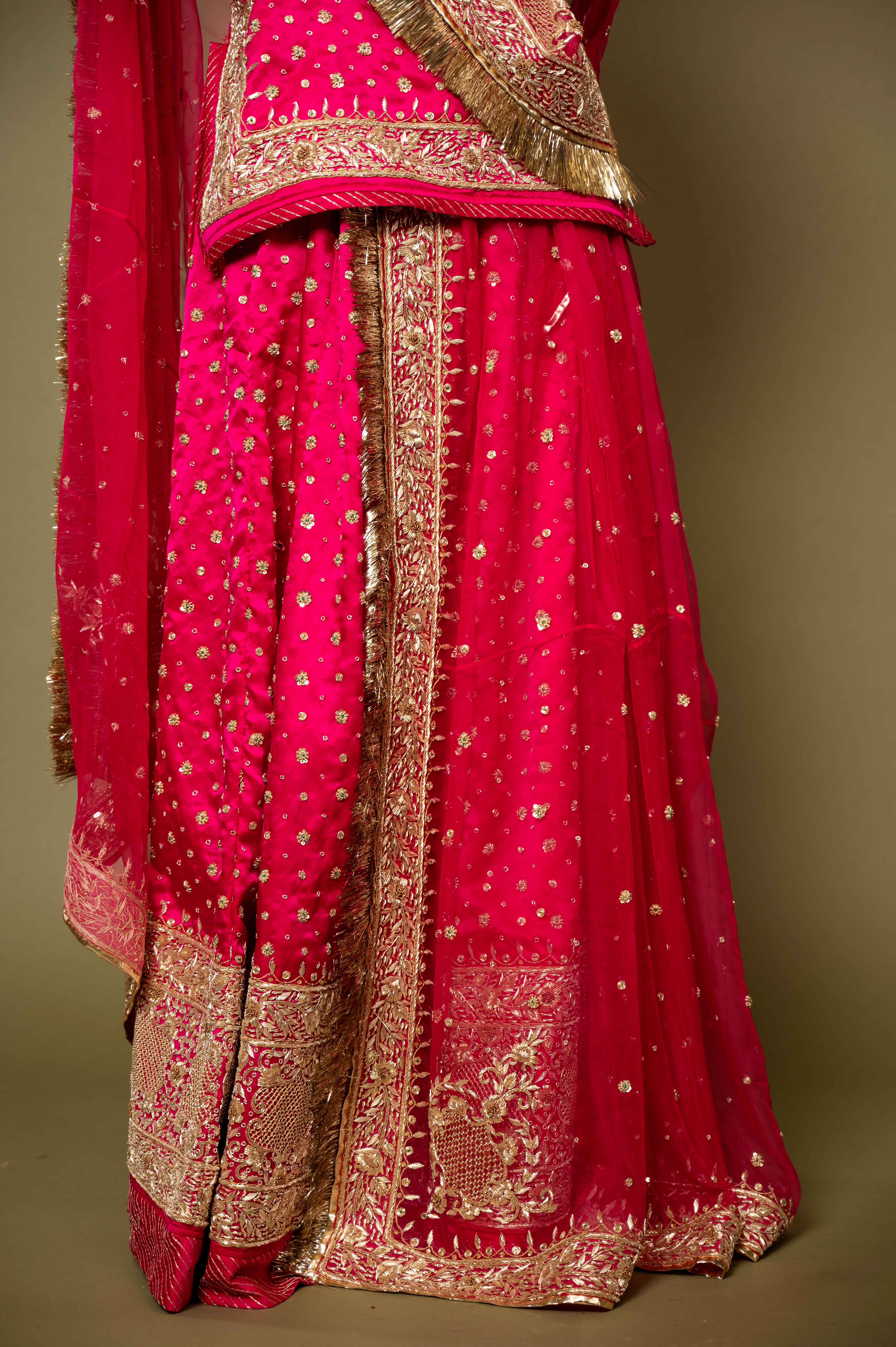 rani pure satin zardozi handwork rajputi Poshak with pure odhna