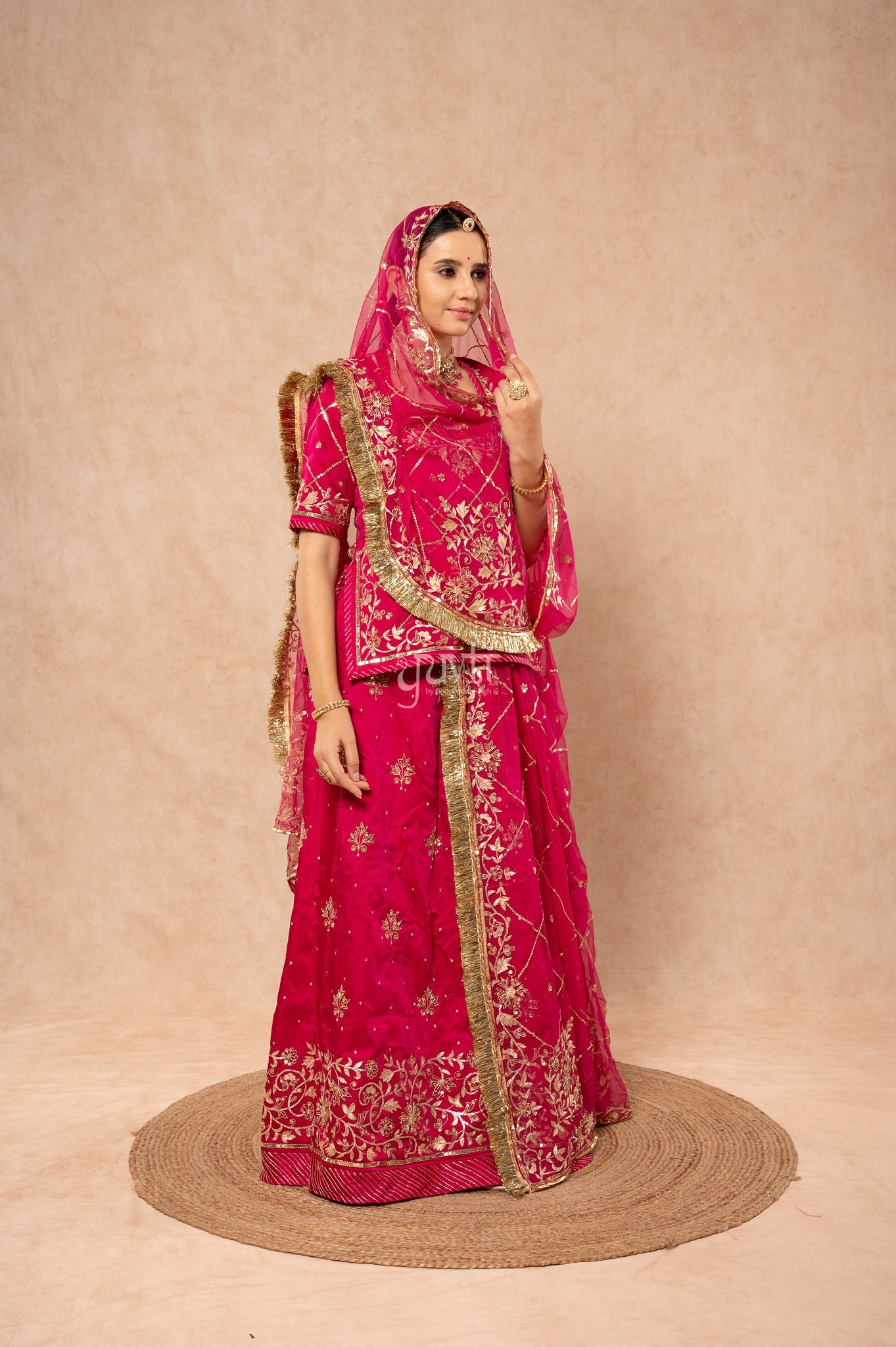 Wine Bamber Satin Aari Sequins Badla Pitan Handwork  Poshak with Pure Odhana (unstitched)