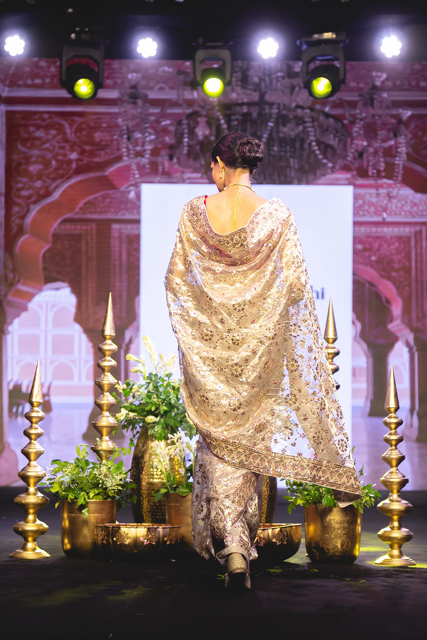 Silver Tissue Copper Gota Patti Handwork  Saree with Rani detailing