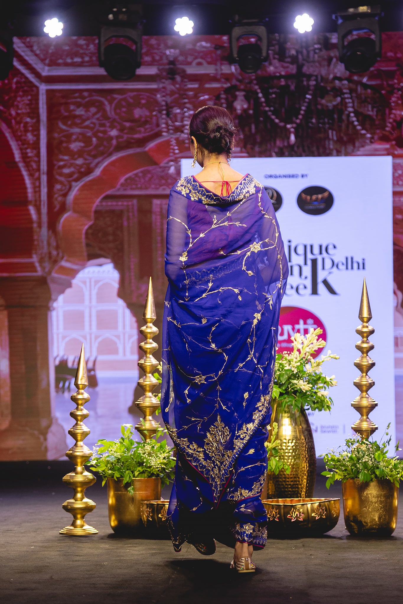 Royal Blue Pure Georgette Salma Zardozi Sequins Handwork  Saree