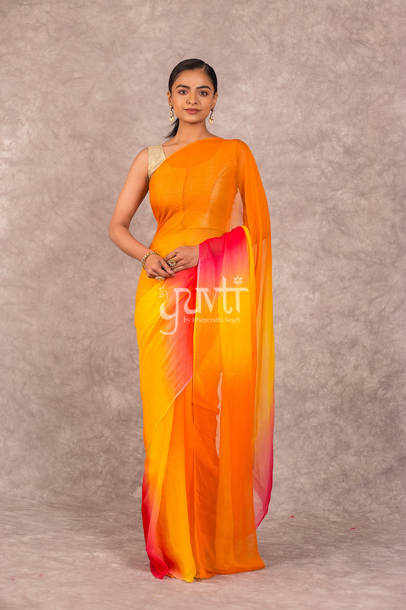Multi Colour Viscose Chiffon Shaded Saree