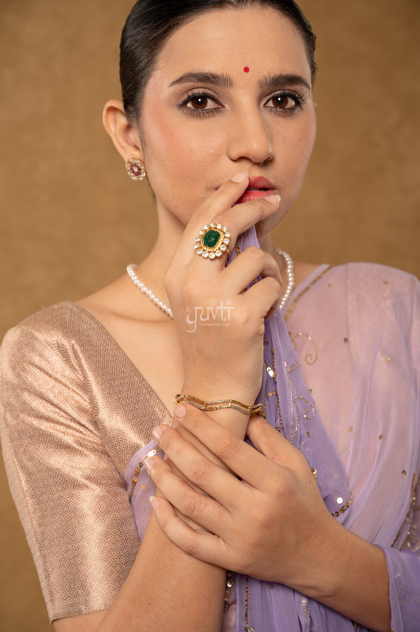 Lavender Shaded Viscose Chiffon Sequins Kardana Chaadi Butti Handwork  Saree