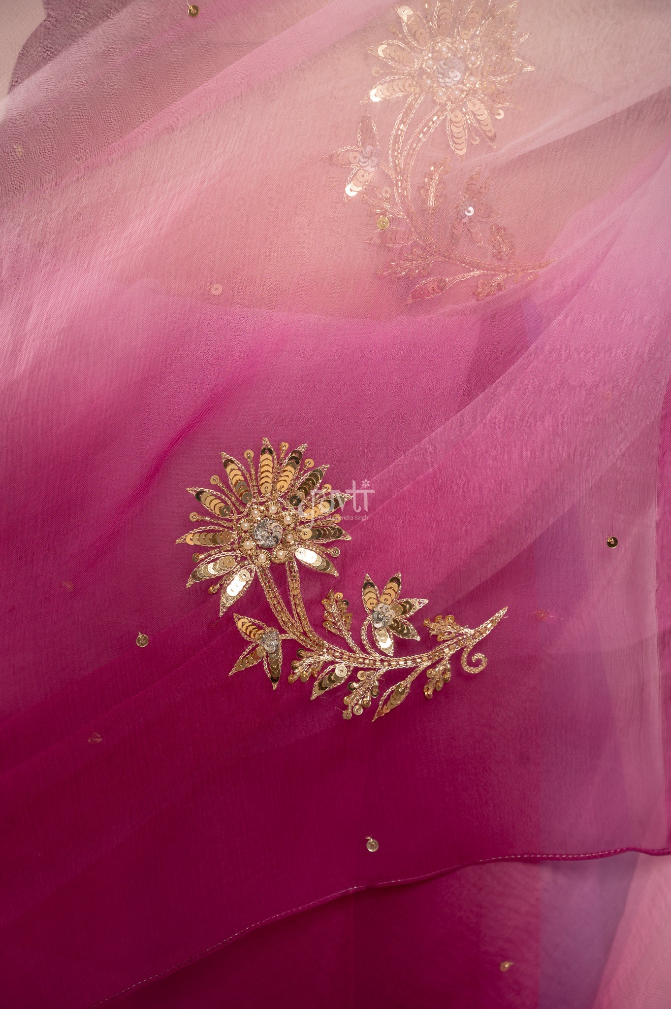 Wine Lavender White Multicolour Viscose Chiffon Aari Sequins Kardana Handwork  Saree