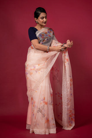 Cocktail Peach Petal Saree