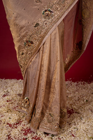 Handloom Tan Tissue Saree