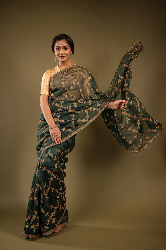 Organza Vintage Work Saree