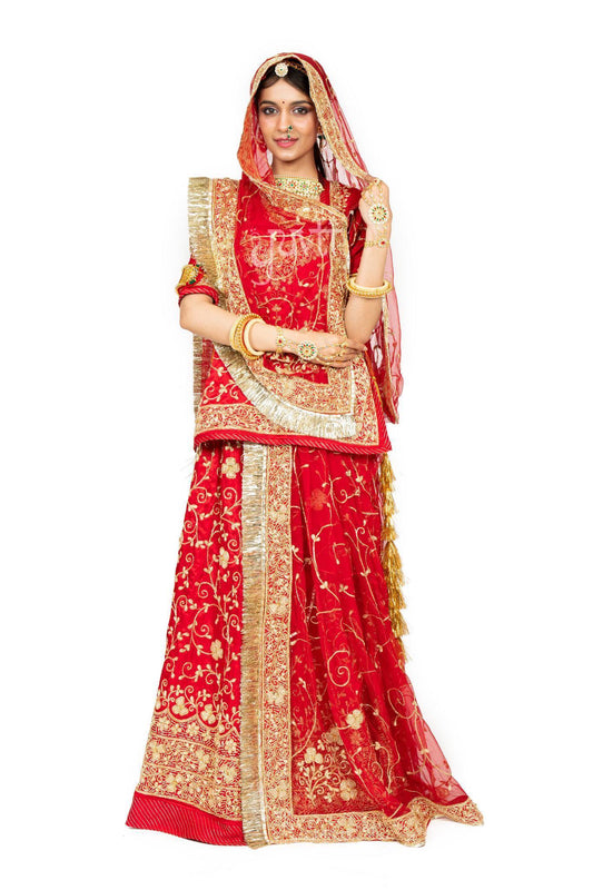 Red Zardosi Bridal Poshak - Yuvti