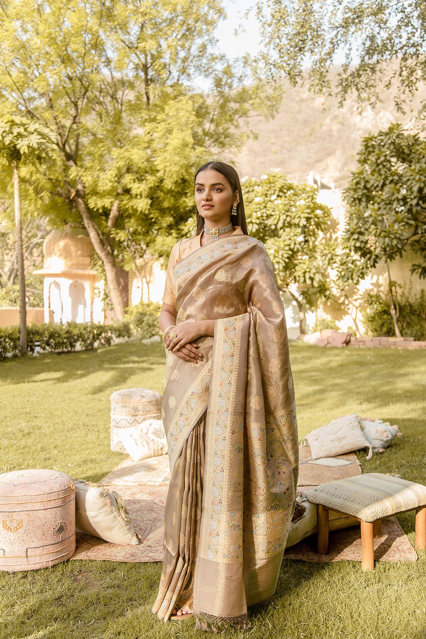 Pure Banarsi Real Silver Zari  Handwork Saree