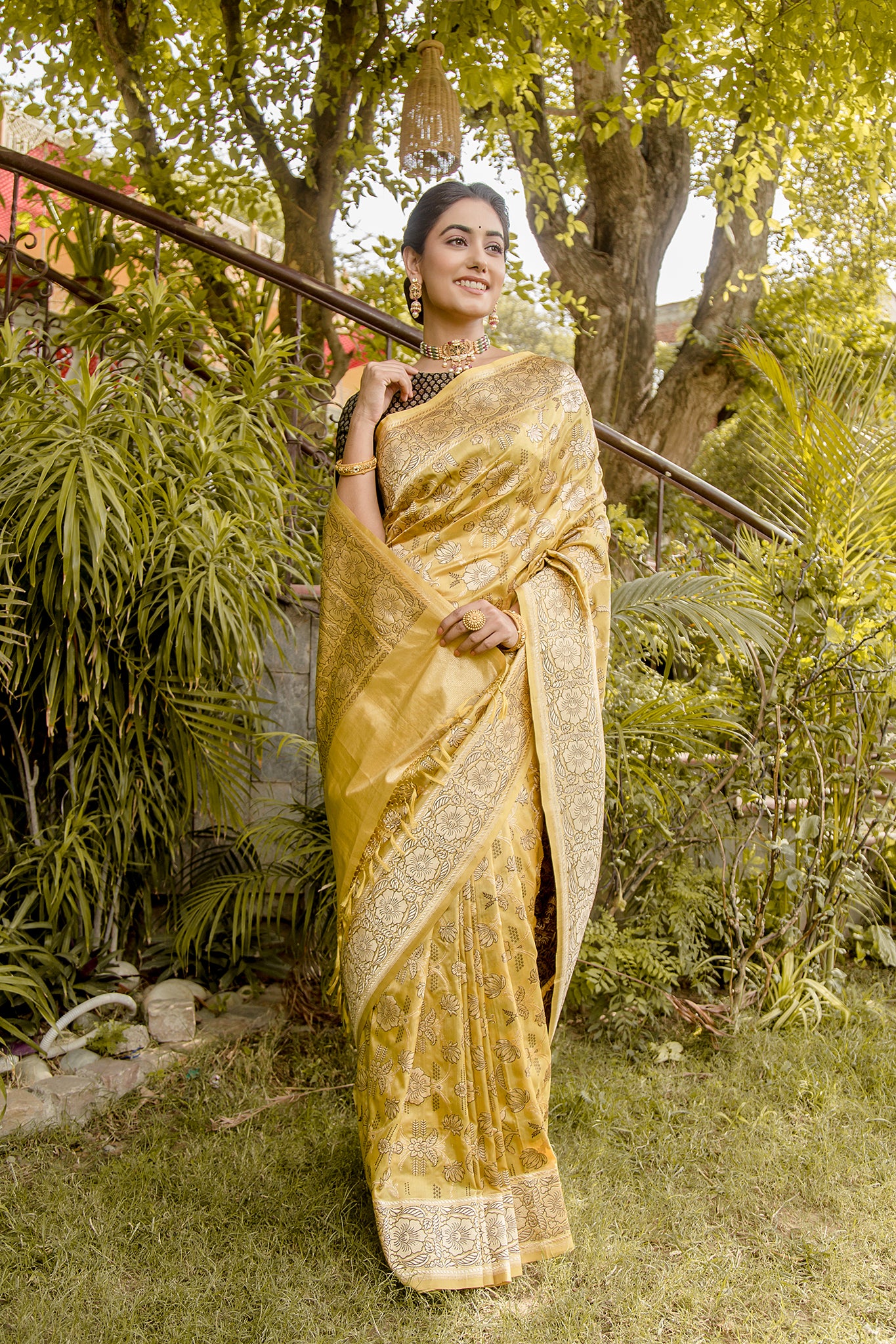 Mustard Yellow Pure Malbari Kadwa Silk Tested Zari Handloom Saree