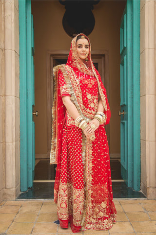 Zardosi Red Bridal Poshak - Yuvti