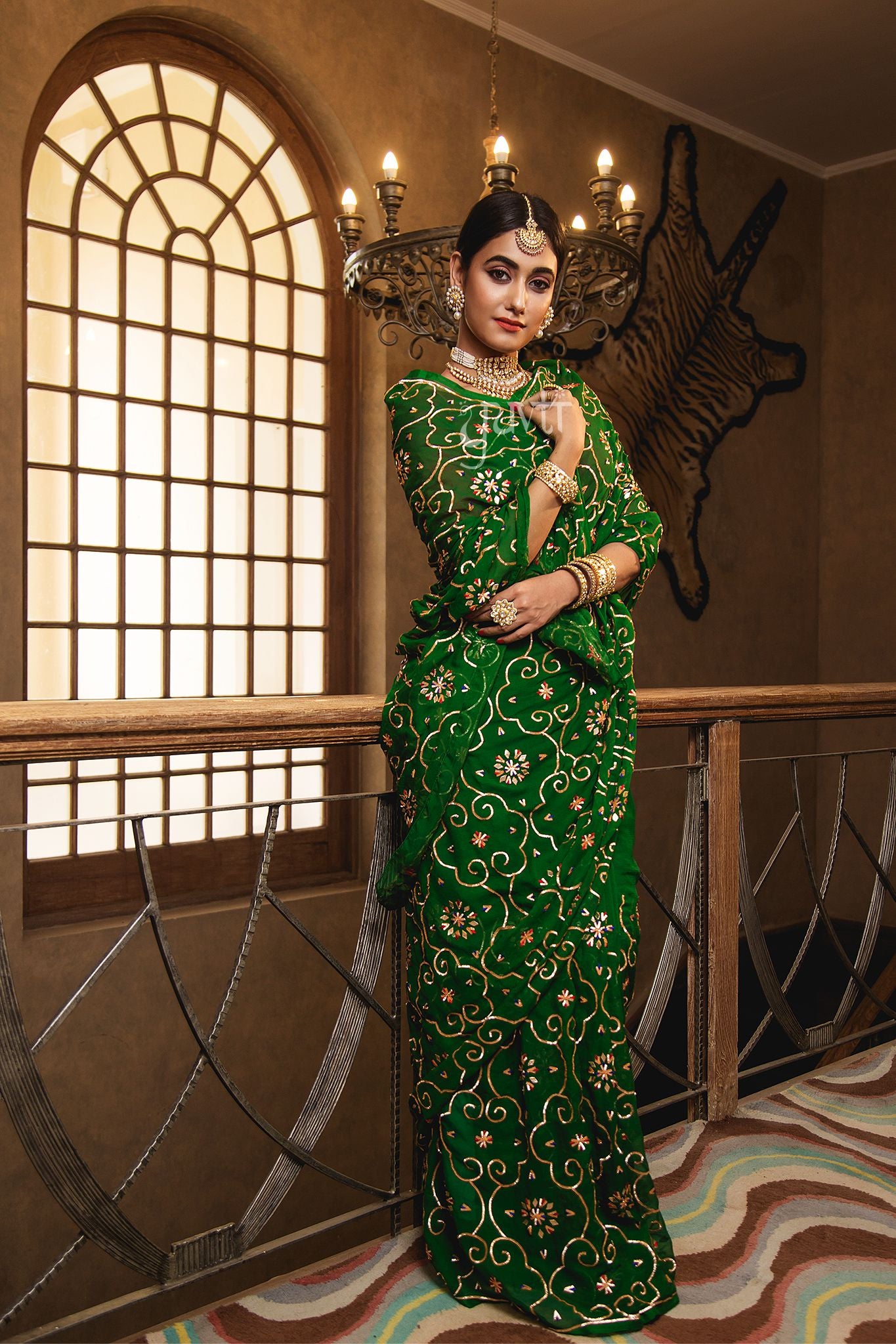 Green Sikhiya Gota Patti Saree - Yuvti