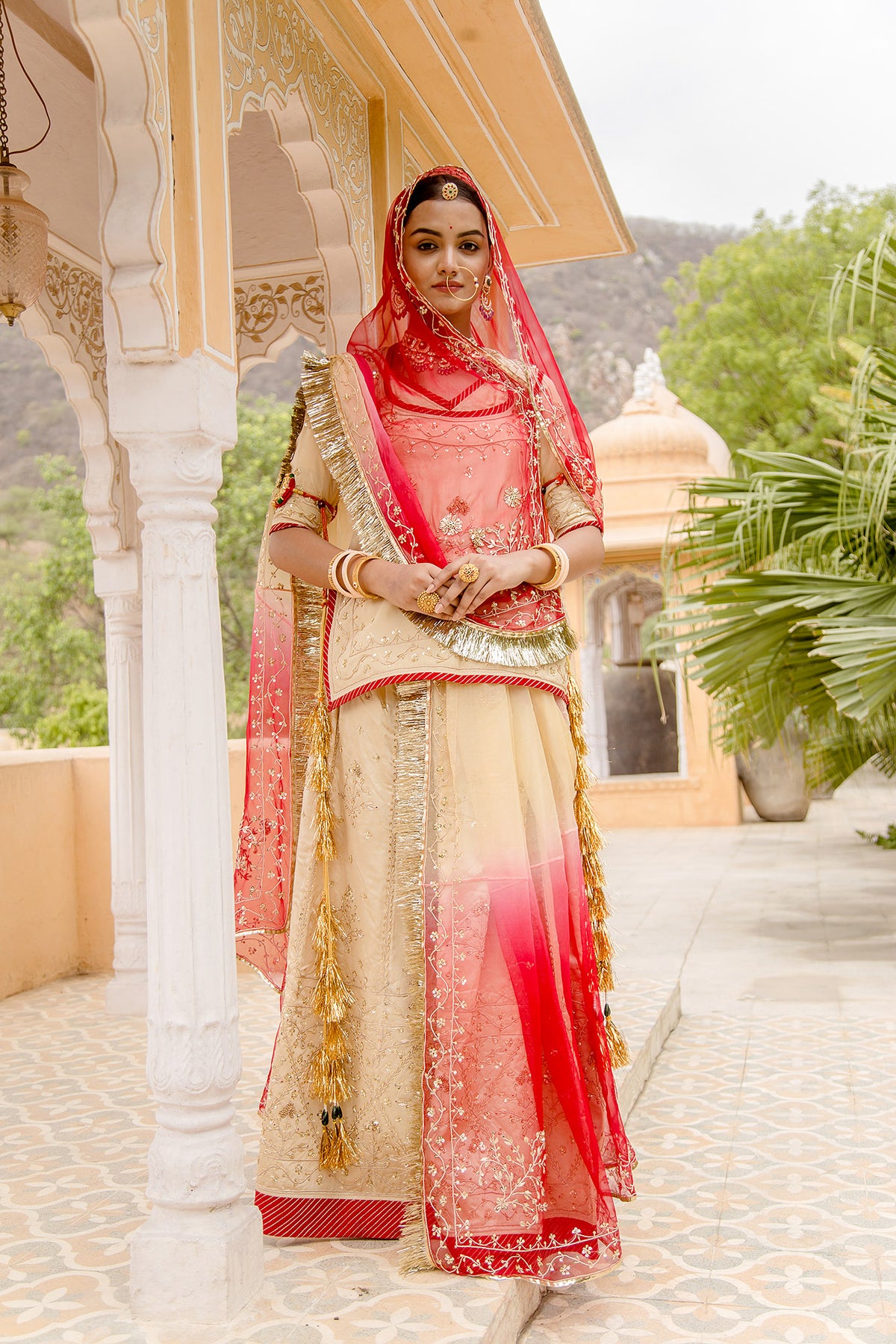 Satin Silk Ombre Rajputi Poshak